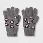 Girls' Leopard Print Gloves - Cat & Jack Gray One Size, Medium Heather Gray