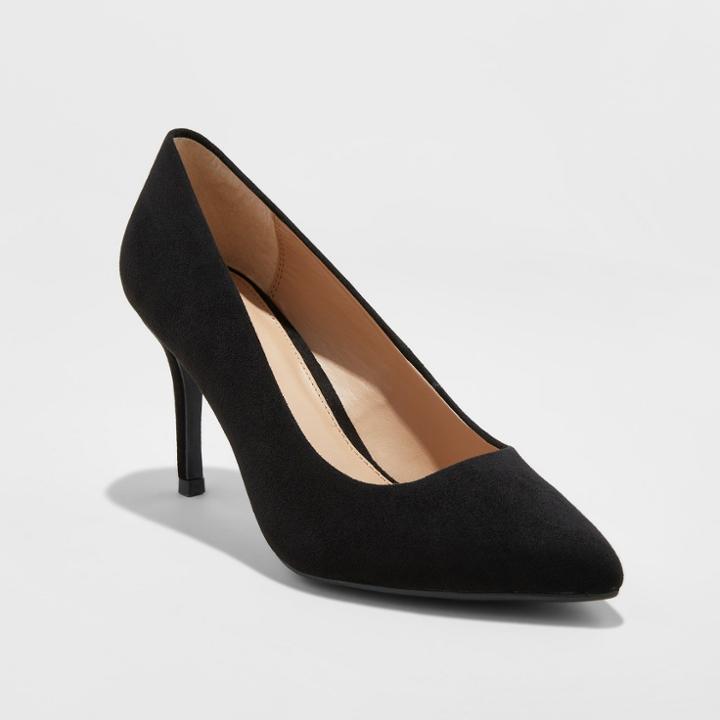 Women's Gemma Wide Width Pointed Toe Pumps - A New Day Black 6w,