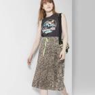 Women's Leopard Print Pleated Midi Skirt - Wild Fable Black/tan