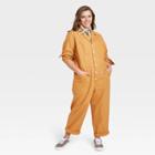 Women's Plus Size Long Sleeve Collared Boilersuit - Universal Thread Yellow