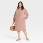 Women's Plus Size Long Sleeve Knit Dress - A New Day Brown