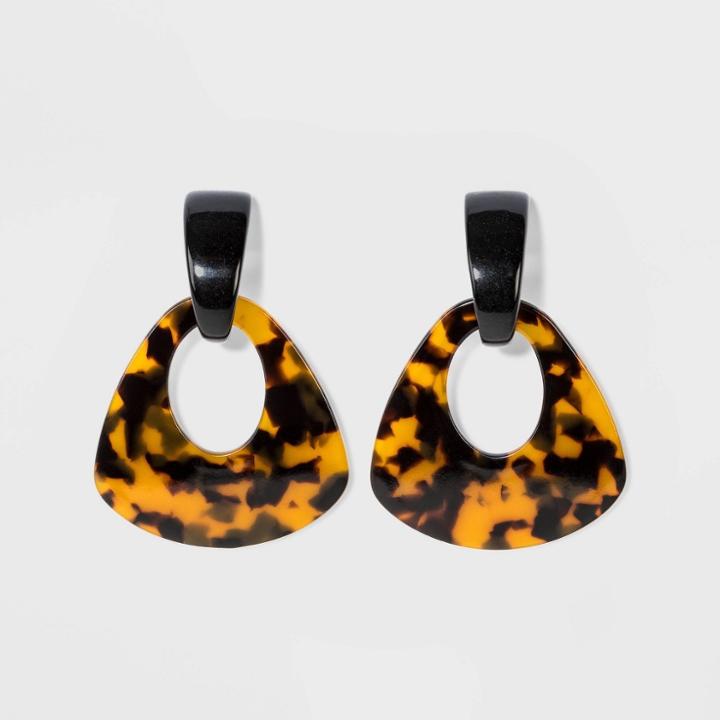 Sugarfix By Baublebar Two-tone Resin Hoop Earrings - Tortoise, Women's, Green