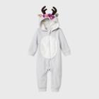 Baby Girls' Reindeer Zip-up Romper - Cat & Jack Pink Newborn