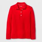 Girls' Long Sleeve Polo Shirt - Cat & Jack Wowzer Red