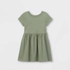 Toddler Girls' Solid Knit Short Sleeve Dress - Cat & Jack Olive