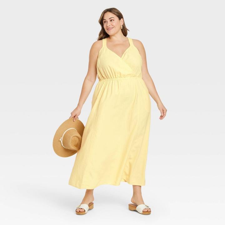 Women's Plus Size Cross Back Tank Dress - Universal Thread Yellow