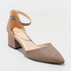 Women's Natalia Wide Width Microsuede Pointed Toe Block Heeled Pumps - A New Day Taupe (brown) 5.5w,