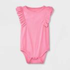 Baby Girls' Solid Ruffle Sleeveless Bodysuit - Cat & Jack Pink Newborn