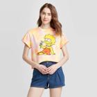 The Simpsons Women's Lisa Simpson Rolled Cuff Boxy Short Sleeve Cropped Graphic T-shirt - Yellow