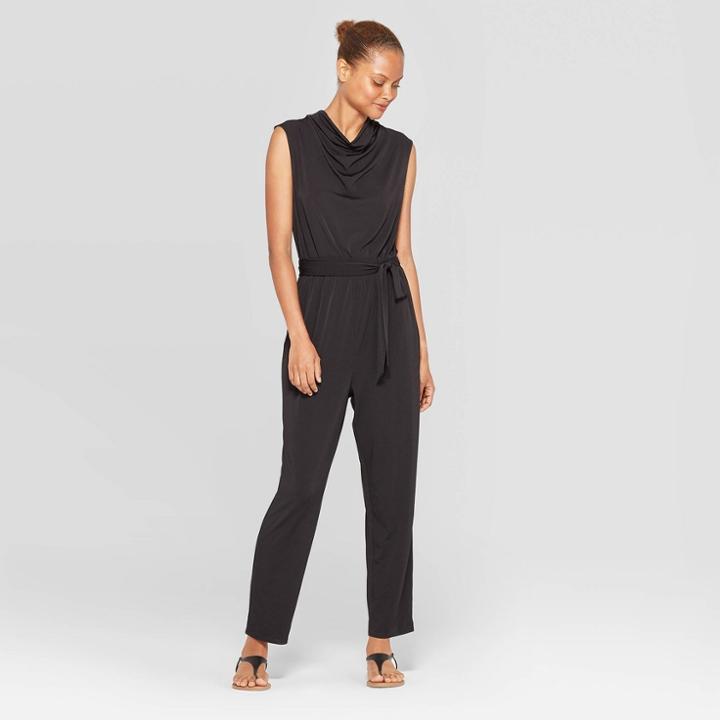 Target Women's Sleeveless Cowl Draped Neck Jumpsuit - Prologue Black