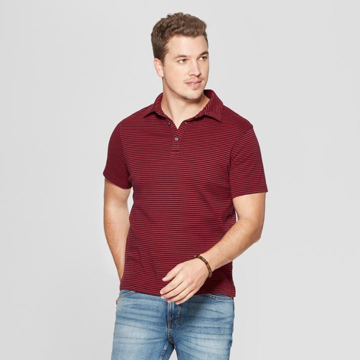 Men's Striped Standard Fit Short Sleeve Elevated Ultra-soft Polo Shirt - Goodfellow & Co