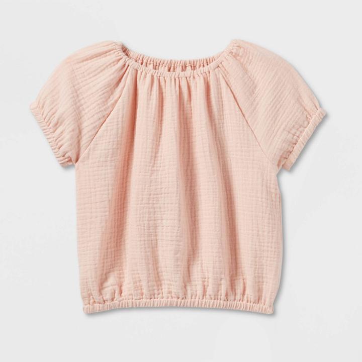 Grayson Collective Toddler Girls' Gauze Short Sleeve T-shirt - Pink