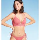 Women's Lightly Lined Long Line Elastic Trim Bikini Top - Shade & Shore Pink Clay 32a, Women's, Purple