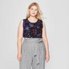 Women's Plus Size Embroidered Front Tank Top - A New Day Black X