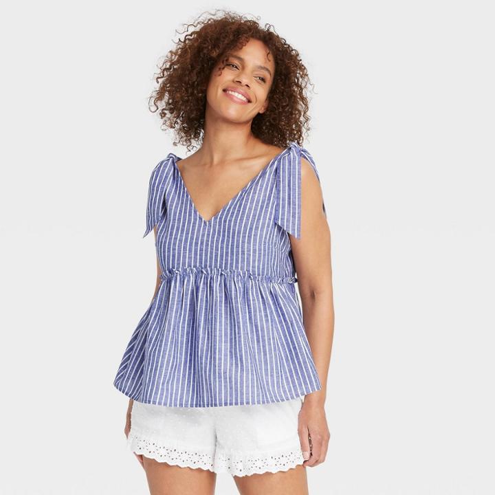 Women's Striped Tank Top - Who What Wear Blue