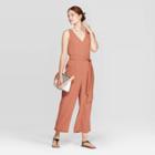 Women's Sleeveless V-neck Jumpsuit - A New Day Brown