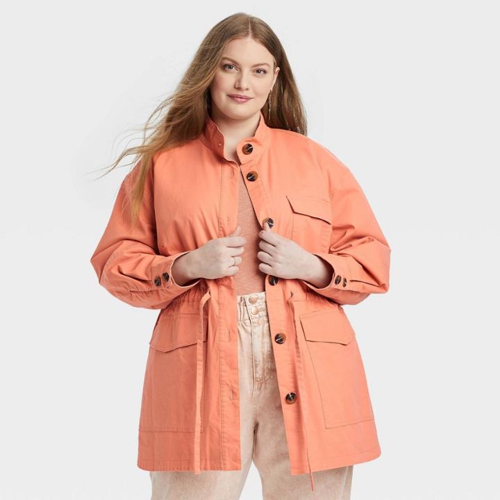 Women's Plus Size Utility Jacket - Universal Thread Coral Pink