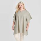 Women's Plus Size Solid Cape - Universal Thread Olive Gray One Size, Women's, Green