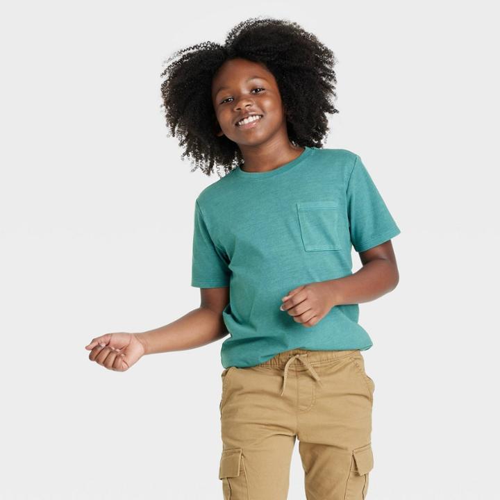 Boys' Short Sleeve Washed T-shirt - Cat & Jack Jade Green