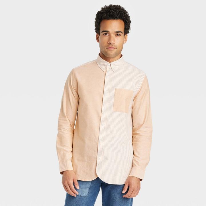 Houston White Adult Oxford Long Sleeve Button-down Shirt - Mustard Yellow