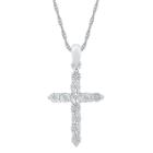 Target Diamond Accent Round White Diamond Cross Pendant In Sterling Silver, Women's