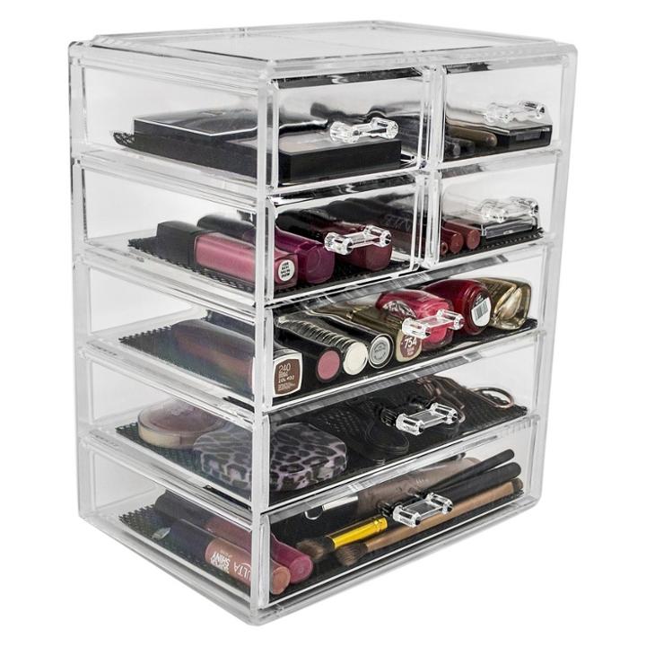 Sorbus Stackable Makeup Storage Display - 3 Large And 4 Small Drawers - Clear
