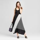 Women's Striped Knit Midi Dress - Spenser Jeremy Black/white Xl, Black White