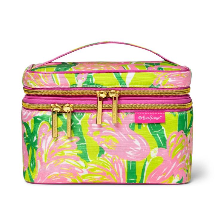 10.2x5x4.7 Double Zip Cosmetic Train Case Fan Dance Print - Lilly Pulitzer For Target, Green