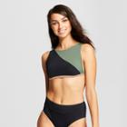 Sunn Lab Swim Women's Color Block High Neck Bikini Top - Black/moss