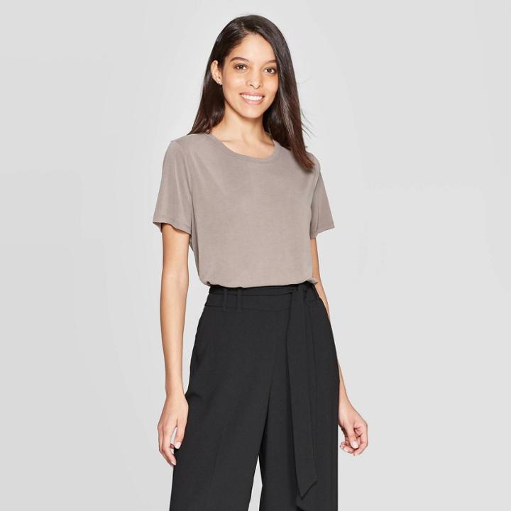 Women's Easy Fit Short Sleeve Crewneck T-shirt - A New Day Gray