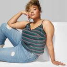 Women's Plus Size Striped Sequin Camisole - Wild Fable Green