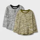 Toddler Boys' 2pk Sweater Knit Long Sleeve T-shirt - Cat & Jack Olive Green/charcoal Gray