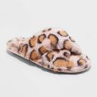 Girls' Brooklyn Leopard Crossband Fur Slippers - Cat & Jack Pink
