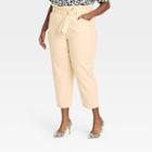 Women's Plus Size Ankle Length Paperbag Trousers - Who What Wear Cream