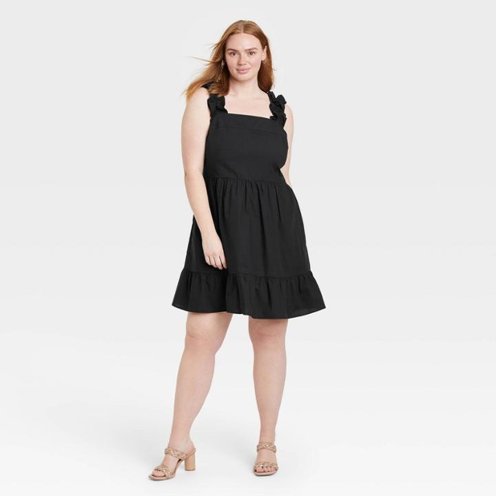 Women's Plus Size Sleeveless Back Ribbon Dress - Who What Wear Black