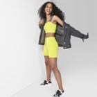 Women's High-waist Zip Front Bike Shorts - Wild Fable Neon Yellow
