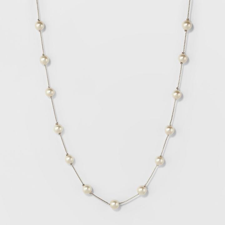 Short Faux Pearl Chain Necklace - A New Day