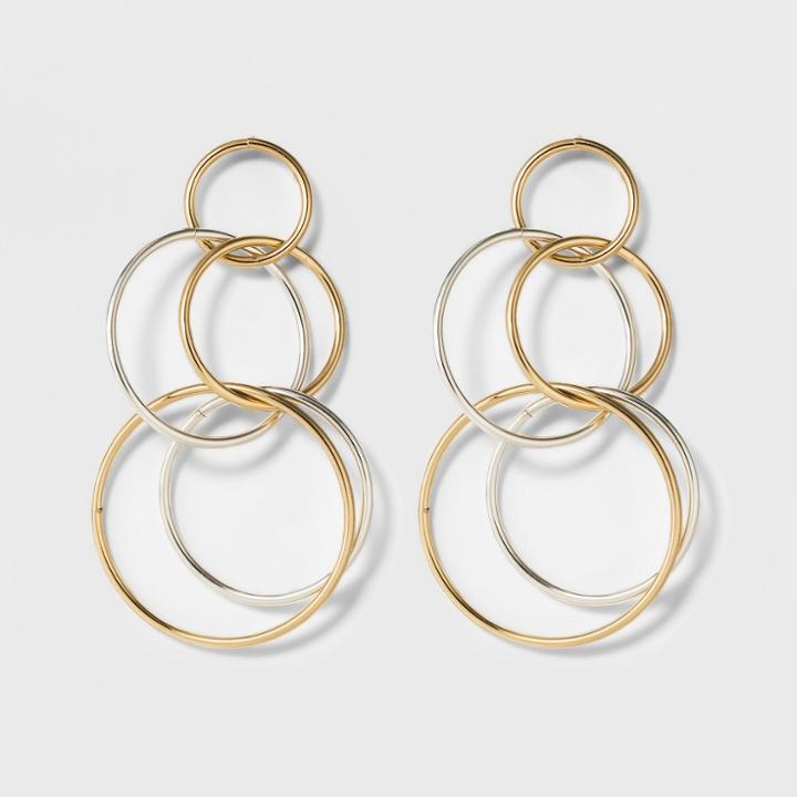 Sugarfix By Baublebar Mixed Metal Linked Hoop Earrings - Gold, Girl's
