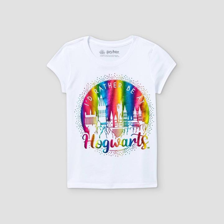 Girls' Harry Potter Rather Be At Hogwarts Short Sleeve Graphic T-shirt - White