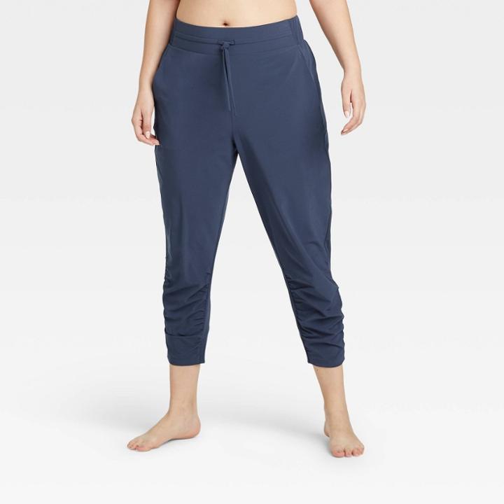 Women's Stretch Woven Ruched Leg Pants 24 - All In Motion Navy Xs, Women's, Blue