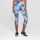Women's Floral Print Everyday High-waisted Capri Leggings - C9 Champion Blue