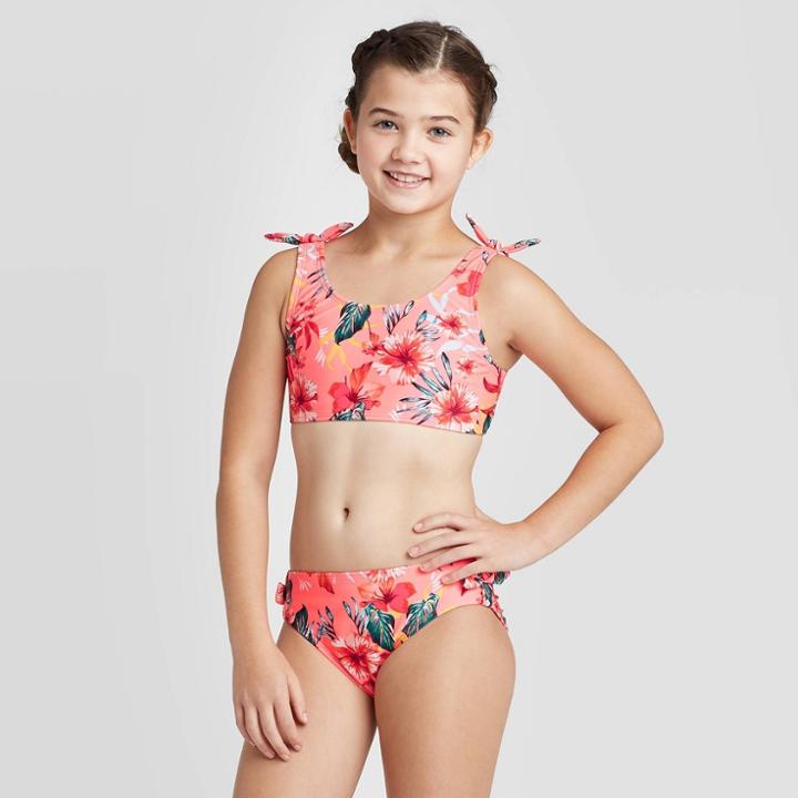 Girls' Tropical Love Bikini Set - Art Class Pink M, Girl's,