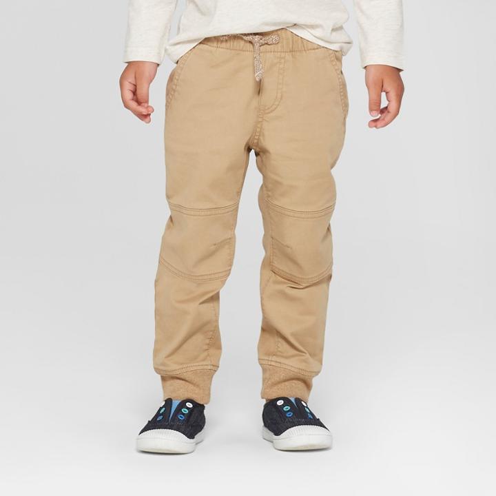 Toddler Boys' Reinforced Knee Jogger Fit Pull-on Pants - Cat & Jack Brown