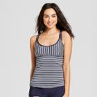 Women's Striped Racerback Tankini - Mossimo Starry Sky/white Stripe
