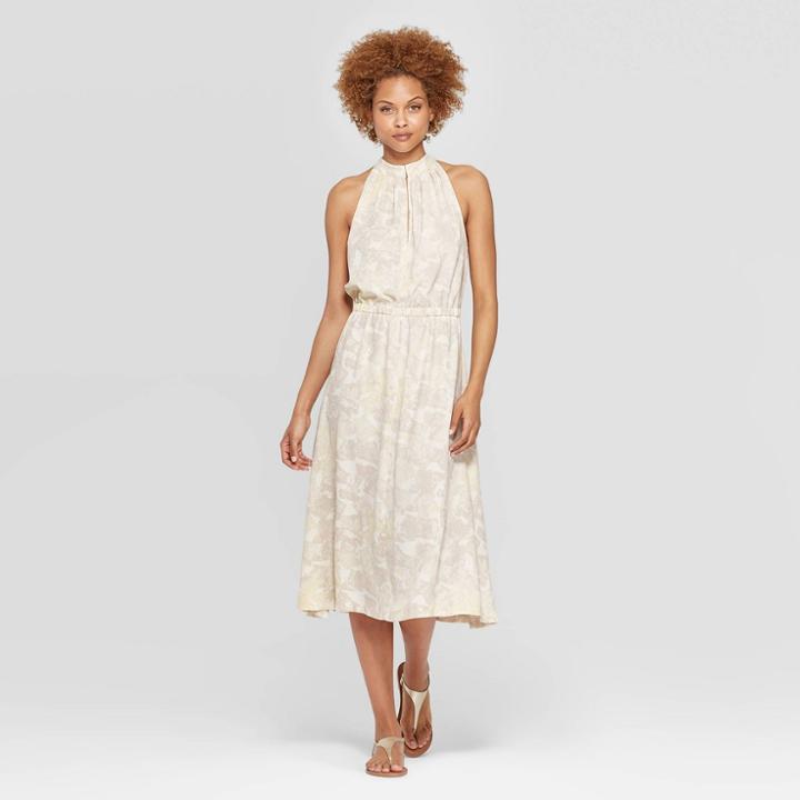 Women's Sleeveless Halter Neck Midi Dress - Prologue Cream