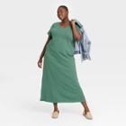 Women's Plus Size Short Sleeve T-shirt Dress - Universal Thread Green