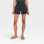 Women's High-rise A-line Midi Jean Shorts - Universal Thread Black