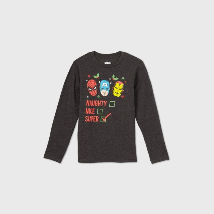 Boys' Long Sleeve Marvel Avengers Graphic T-shirt - Gray