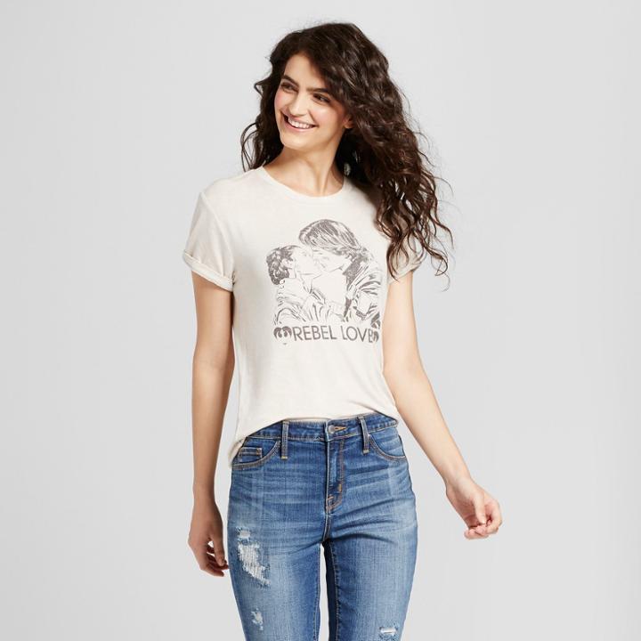Women's Star Wars Short Sleeve The Last Jedi Rebel Love Graphic T-shirt (juniors') - Cream