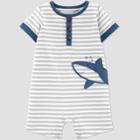 Baby Boys' Shark Embroided Stripe One Piece Romper - Just One You Made By Carter's Gray/white